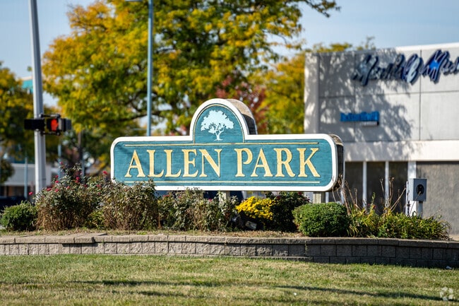 Allen Park's welcome sign greets commuters and passerby driving through the neighborhood.