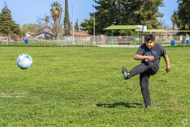 A Casa Loma soccer player practices his skills at the nearby Belle Terrace Park.
