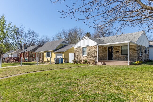 Brick, stone and colorful siding is found amongst the homes in Sequoyah.