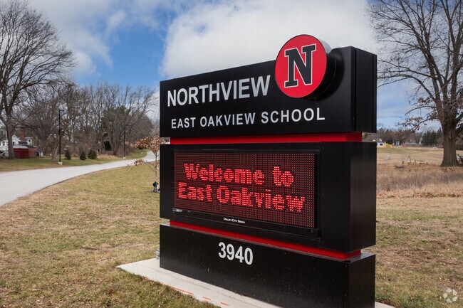 East Oakview Elementary in Northview greets students with a welcoming school sign.