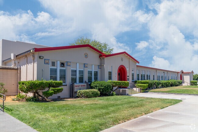 The Oakley Elementary School is centrally located in the residential neighborhood of Oakley.