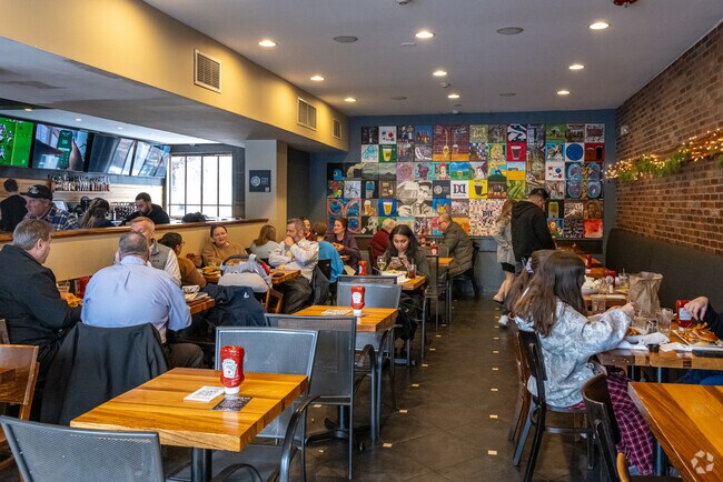 The BURGER Loft is a popular lunch and dinner spot on New City's Main Street.