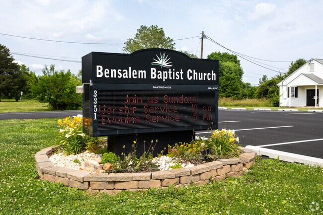 Sign for Bensalem Baptist Church in Bensalem.