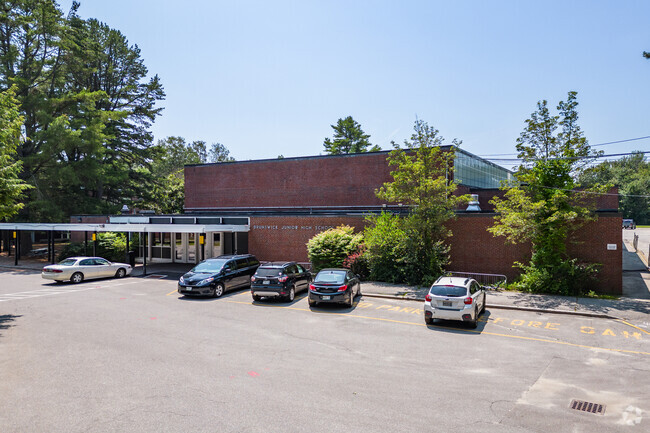 Main entrance and student drop off area at Brunswick Jr High School.