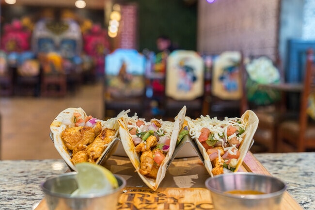 Rey Azteca offers mouth watering tacos with dipping sauces in North Londonderry.