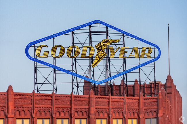 The historic Goodyear sign in Middlebury was restored and will shine 1,184 bulbs every day.
