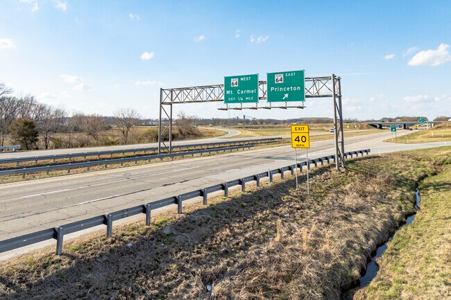 Evansville is less than 45 minutes away from Princeton.