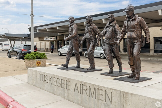 A statue in Detroit's Gratiot-Findlay neighborhood honors the Tuskegee Airmen who served in WWII.