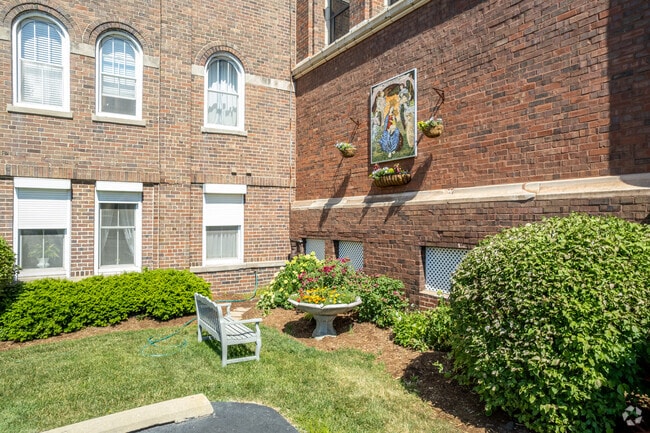 Kids can enjoy the outdoor sitting area during break times at St. Mary of the Angels School.