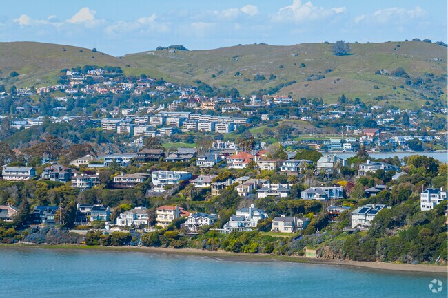 On the Hillside of Strawberry in Marin County, homes are layered to give optimal views.