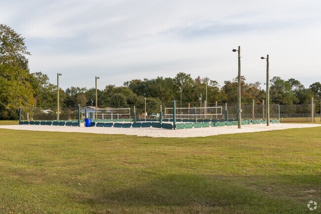 Garrett Park has a lighted volleyball net for Robertsdale folks to practice their serves.