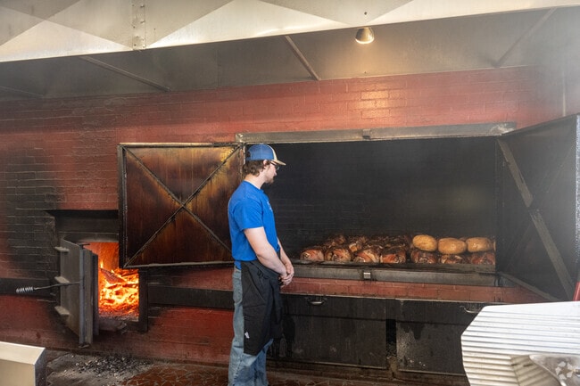 Lexington Barbecue has it's smoker filled and ready to serve.