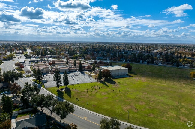 The Basketball courts and gymnasium are found on the North side of the campus.