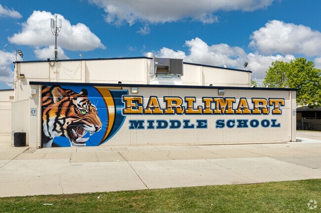 A large mural is prominently displayed for students at Earlimart Middle School.
