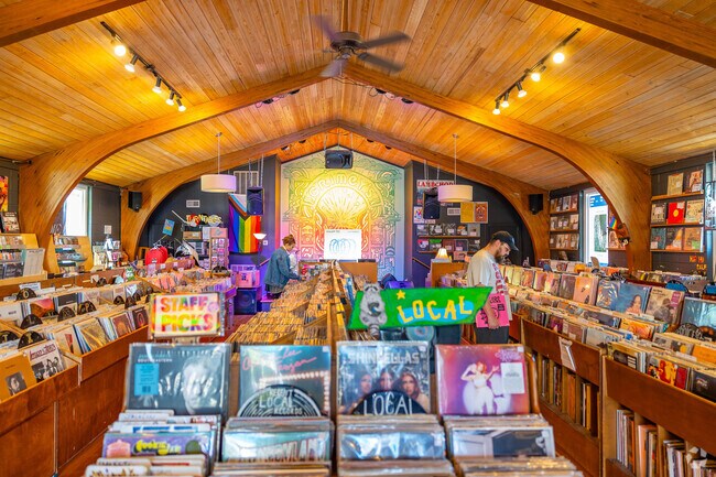 Music fans gather at Grimey’s near Talbot's Corner for vinyl finds and local performances.