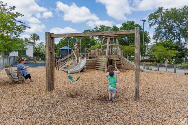 Oyster Point families love the fun playground activities.
