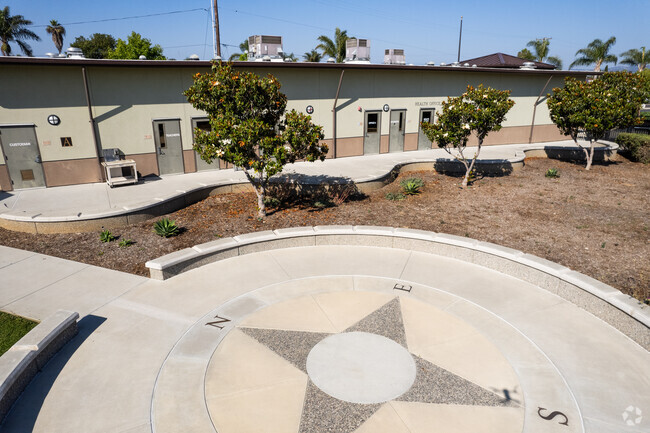 A compass rose marks the center area at the Libby Elementary School in Oceanside, CA.