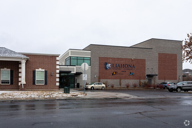 Entrance of Liahona Preparatory Academy located in the Pleasant Gove neighborhood.