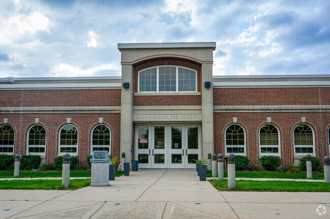 Edgar A Poe Elementary School serves students in the Berkley Square community.
