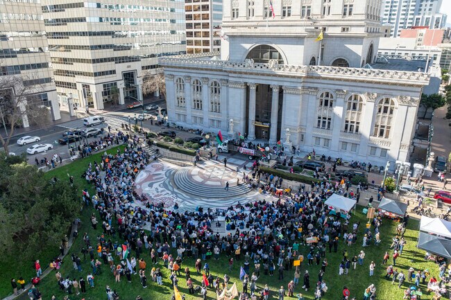 Uptown's Frank Ogawa Plaza regularly is home to large events and protests.