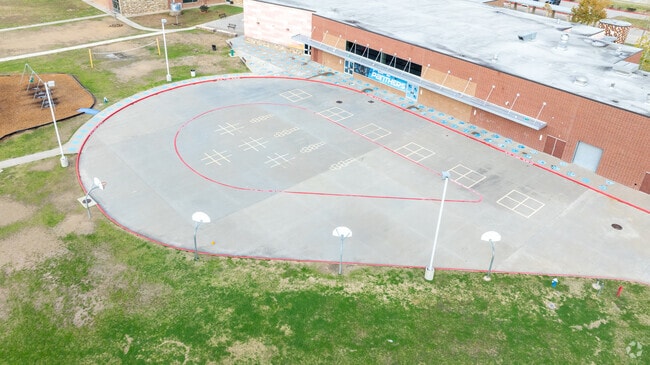 Pope Elementary School's basketball court invites friendly games and skillful play.