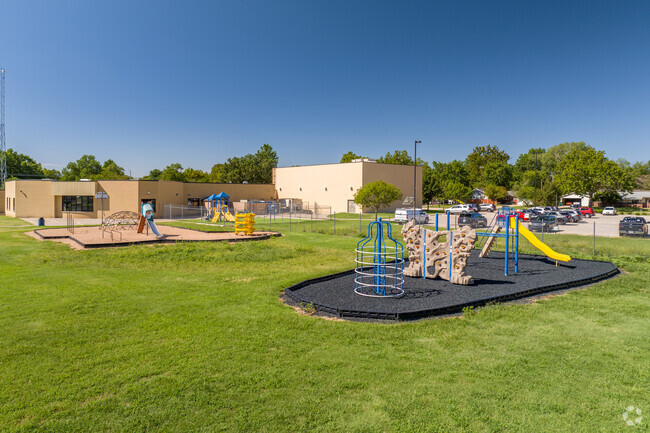 Kids can climb on the playground at Peterson Elementary School.