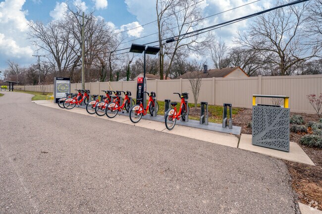 Nine Mile Linear Park hosts one of Oak Park's MoGo electric bike stations.