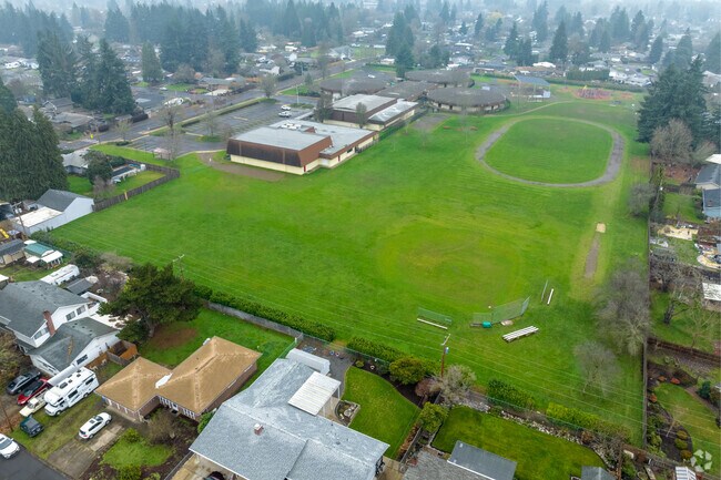 Irving Elementary School has a large track area for students to run around in Eugene, Oregon.