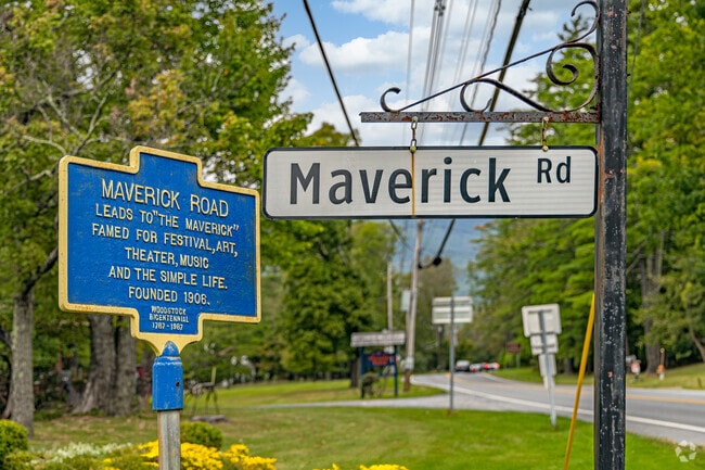 The famous Maverick Rd sign greets you at the entrance of West Hurley, home of the arts.