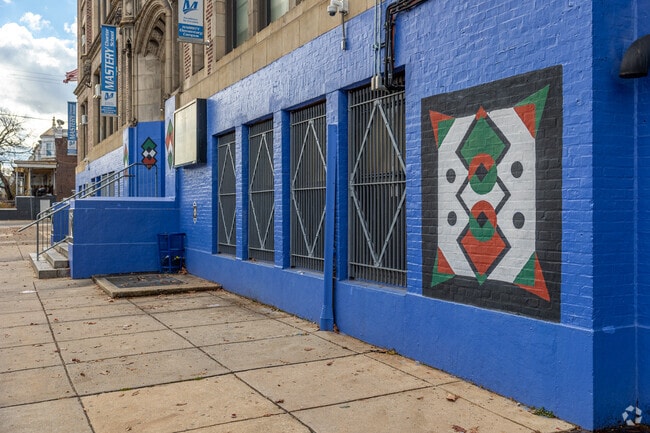 Find colorful murals around William F. Harrity Elementary Public School.