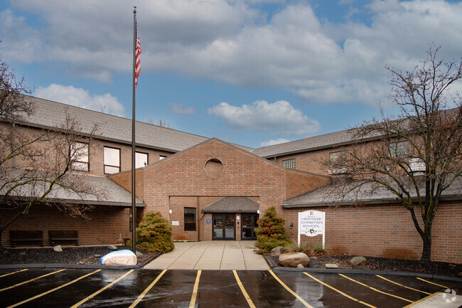 Heritage Christian School’s brick exterior, a symbol of enduring education, stands proudly