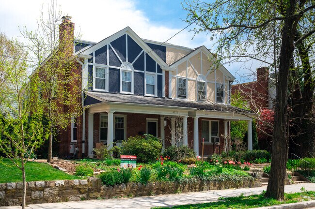 Tudor style homes on 12th pl NE with lovely gardens