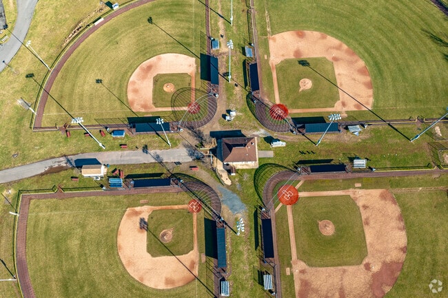 Four Baseball fields are shown at North Brunswick Community Park.