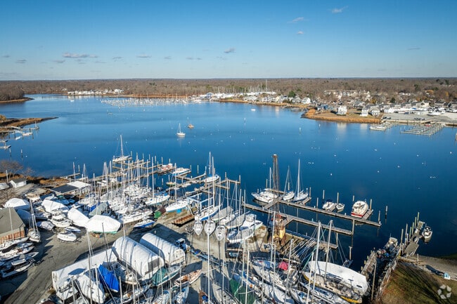 From above, the Narragansett Terrace Yacht Club in Riverside, RI is a sight to behold.