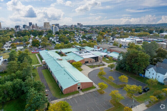 An elevated view of Wexler/Grant Community School in New Haven, CT.