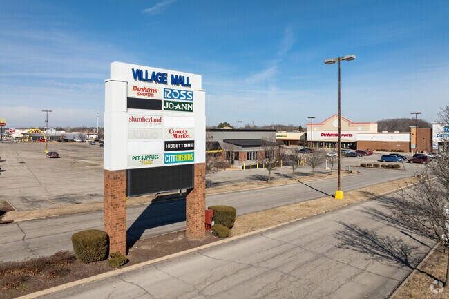Village Mall has a mix of big box stores and smaller retail and fast food restaurants.