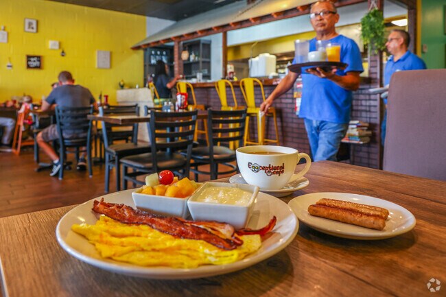 Eggceptional Cafe is a Harvest Hills West favorite for traditional breakfast and coffee.