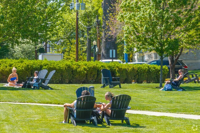 Students of Dickinson College in Carlisle enjoy a nice day on the greens of the campus.