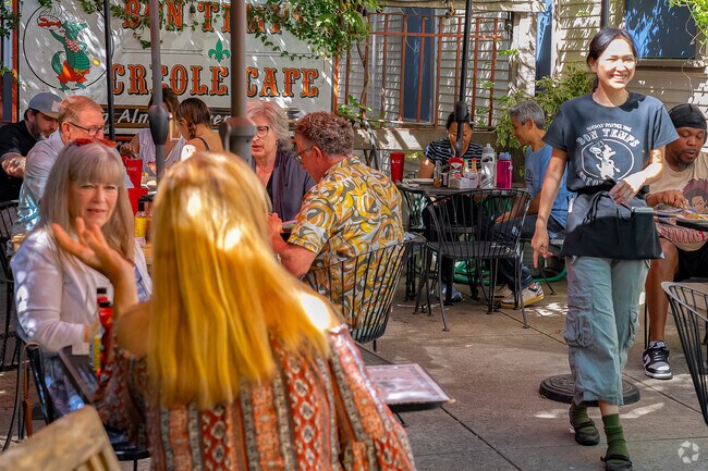 You'll love the covered patio at Bon Temps for breakfast, lunch, and live music.