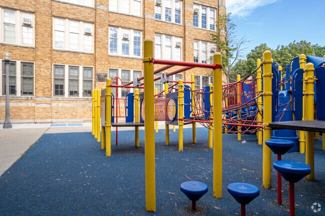 Pulaski International School's playground allows students to use their imagination