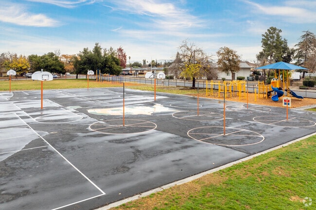 The basketball courts at Centennial Elementary School in Fresno.