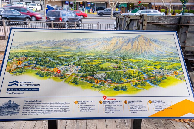 Downtown Snoqualmie is very tourist friendly with plenty of maps and signs to inform visitors.