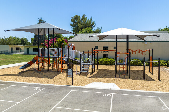 Students enjoy the large playground at Thomas Elementary School in Fresno.