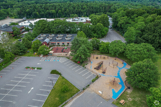 Overview of play area at Joseph E. Fiske Elementary School in the Wellesley neighborhood.