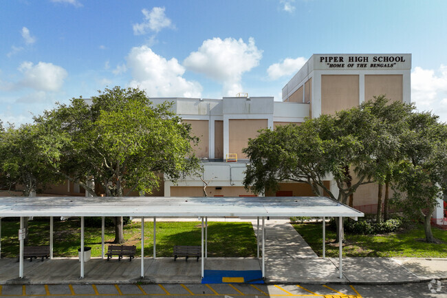 Entrance to Piper High School in Lauderhill, FL.