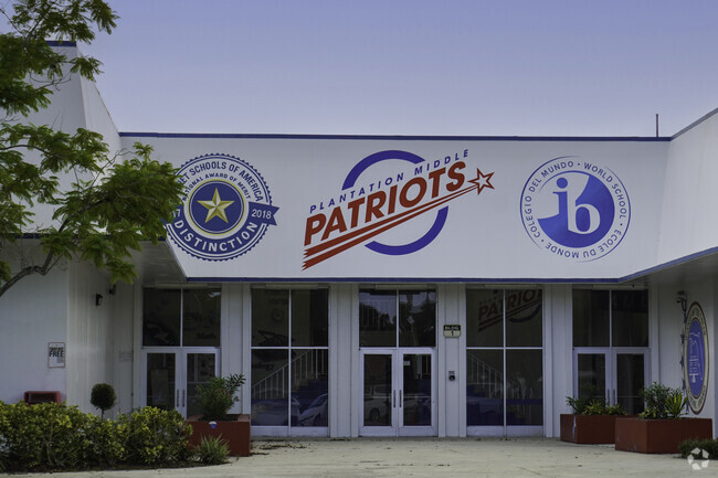 Entrance to Plantation Middle School in Plantation, FL.
