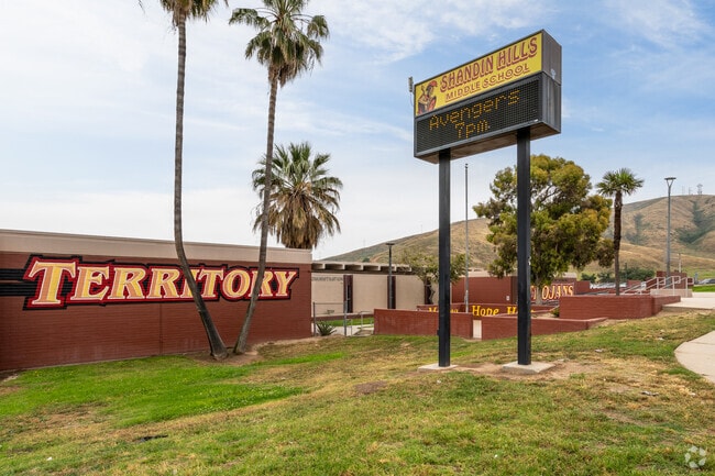 The signage for Shandin Hills Middle School is prominently displayed.