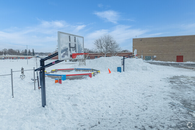 Students at Merton Primary School can play some basketball.