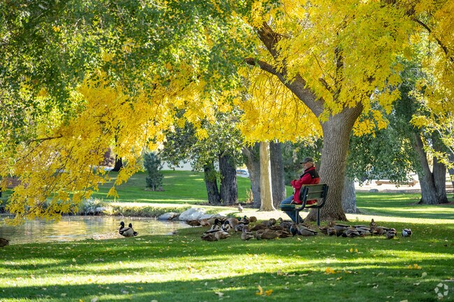 Take a break alongside the duck pond at Bishop City Park.