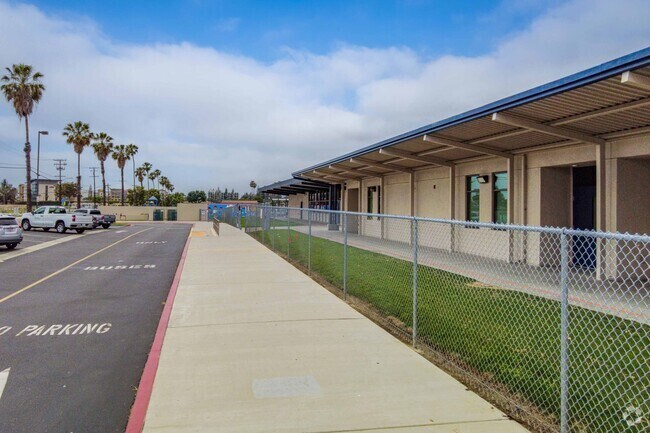 Walking up to Paul Revere Elementary School.